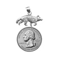 thumbnail image 3 of Rhodium Plated 925 Sterling Silver Coyote Pendant, 3 of 5