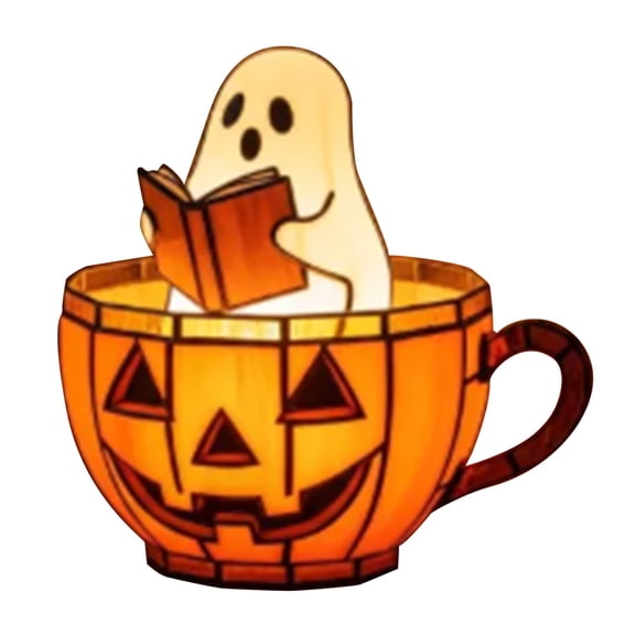 Ghost Reading Book Lamp, Cute Night Light, Resin Material, Halloween Decor Indoor for Kids, Battery Operated Portable Lamp for Bedroom & Office Decorations, for Halloween Gifts, 1PC