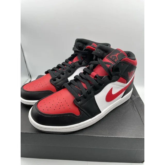 Ni - ke NEW Air Jordan 1 Mid Shoes "Bred Toe" Black Fire Red White Men's 11 554724-079