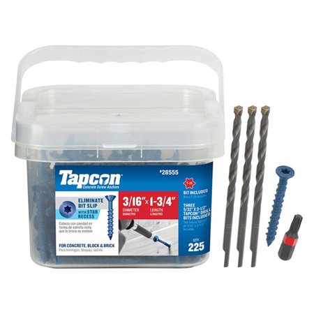 

Tapcon 5033662 1.75 in. Star Flat Head Concrete Screws Pack of 25