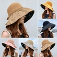 thumbnail image 2 of Boc Chapeau de Pêcheur pour Femmes Protection Solaire Anti-UV Réglable Seau à Large Bord Chapeaux de Plage Couvre-Chef, 2 of 10