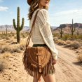 thumbnail image 5 of VeFlora Women's Western Fringe Crossbody Bag, Buckle Shoulder Purse, Adjustable Strap Hobo Bag for Casual Commuting & Daily Use(One Size/Brown), 5 of 7