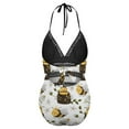 thumbnail image 4 of One Piece Swimsuit Women Tummy Control - V Neck Honey Bee Insect Halter Swim Suits for Women 2025, Padded Full Coverage Bathing Swim Suit for Women, 4 of 7