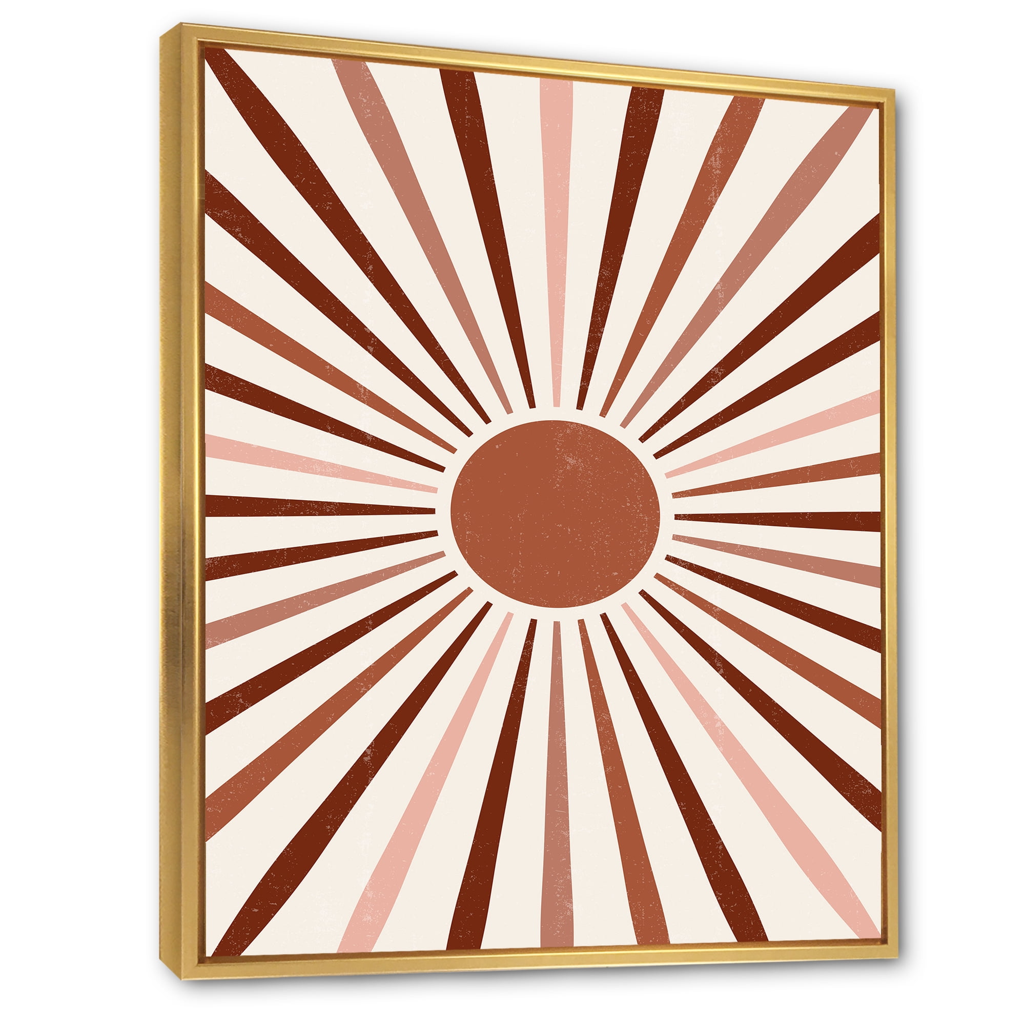 Designart 'Radiant Geometric Sun' Modern Framed Canvas Wall Art Print
