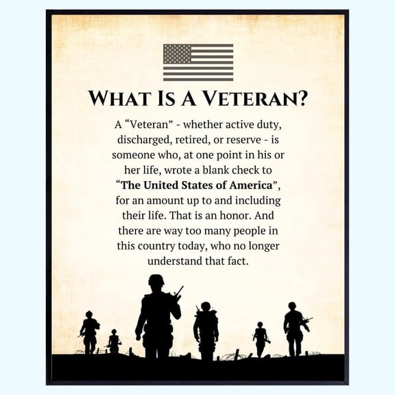 What Is a Veteran? Wall Art – Patriotic Military Definition Poster, Inspirational Decor for Veterans, Military Families & Memorial Spaces