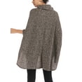 thumbnail image 3 of Poncho Sweater Womens Pullover Sweaters with Fringed Sides Hooded Capes Knit Ponchos Shawls Wrap Coats Tops, 3 of 3