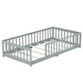thumbnail image 6 of Alvantor Twin Size Floor Bed, Solid Wood Toddler Bed with Slat and Fence Guardrail, Montessori Floor Bed for Kids, Boys, Girls,Gray, 6 of 8