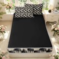 thumbnail image 4 of Manfei Classic Checkered Zipper Twin Comforter Sets with Fitted Sheet and 2 Pillowcases,Rustic Plaid Zipper Bedding Set,Beige White,Black Reversible,4pcs, 4 of 8