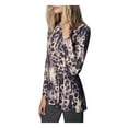 thumbnail image 3 of B NEW YORK Womens Brown Printed Long Sleeve Crew Neck Blouse Size: XL, 3 of 4