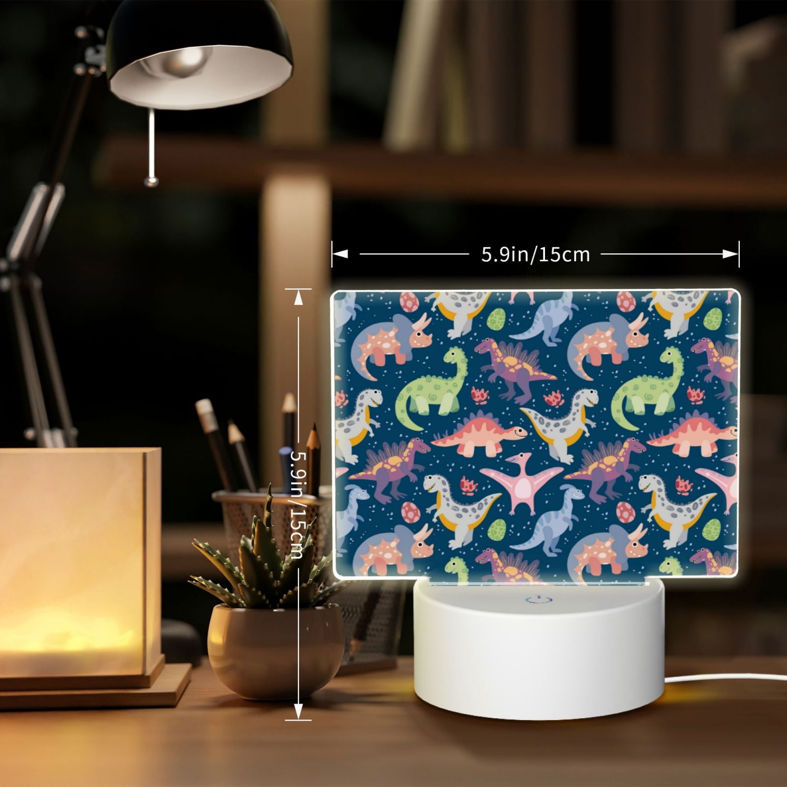 Kdxio Dinosaur Rectangular Acrylic Night Light Acrylic Sleep Night Light Friend Gifts for Birthday Gifts for Women Teens Boys Girls