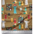 thumbnail image 1 of Soimoi Brown polyester Crepe Fabric Accessories Fashion Printed Craft Fabric by the Yard 42 Inch Wide, 1 of 3