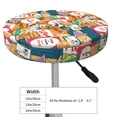 thumbnail image 2 of Uemuo Retro Summer Stamp Pattern Round Bar Stool Seat Covers Washable Stool Cushion Slipcover Elastic Bar Chair Covers-, 2 of 7