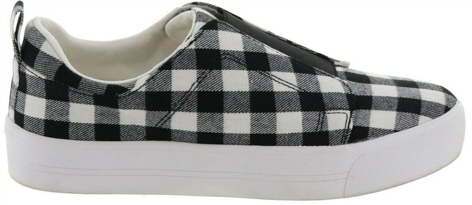 gingham canvas slip on sneakers