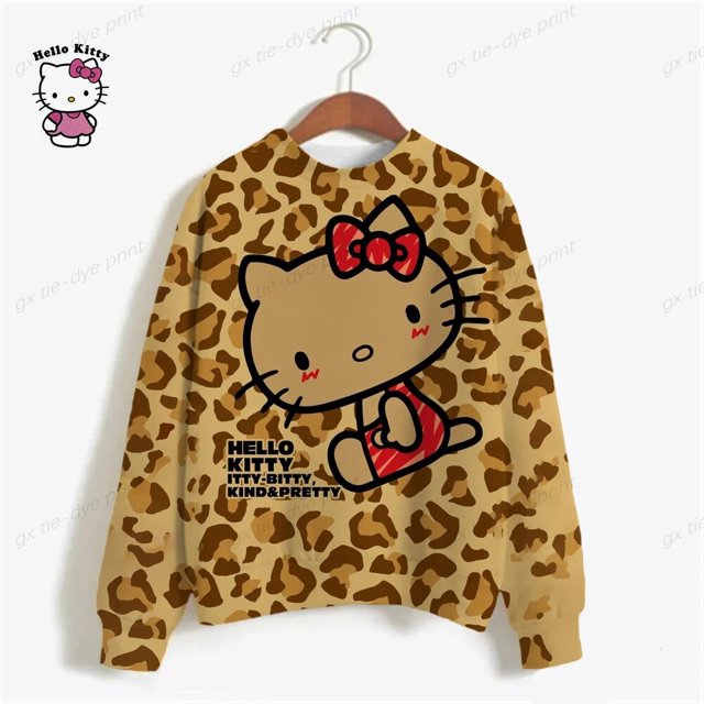 Sudadera con capucha y estampado de Hello Kitty para mujer, jersey de manga larga a la moda, estilo Harajuku, Tops informales, gran oferta, 2023