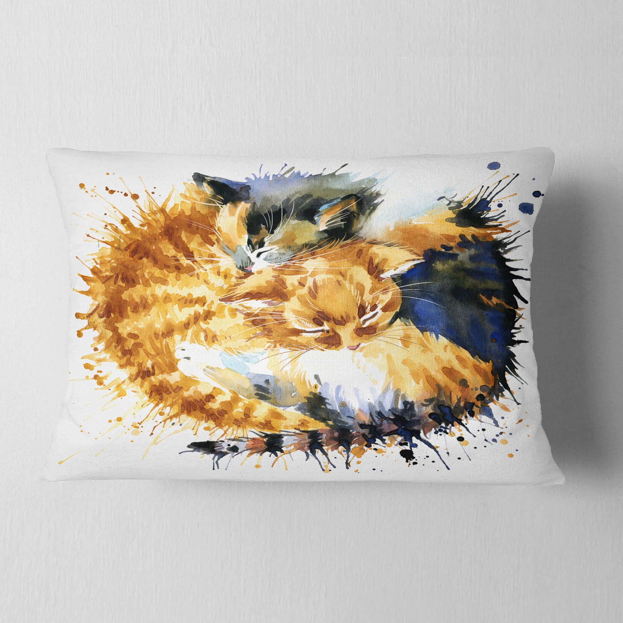 Designart Cute Kitten Graphical Illustration - Animal Throw Pillow - 12x20