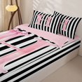 thumbnail image 3 of Manfei Minimalist Geometric Lines Zipper Twin Comforter Sets with Fitted Sheet and 2 Pillowcases,Initial Alphabet Zipper Bedding Set,Pink Reversible,4-Piece, 3 of 7