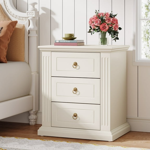 Tribesigns 3-Drawer Nightstand, Wood Night Stand with Storage Drawers, Modern Bedside Table Side End Table for Bedroom