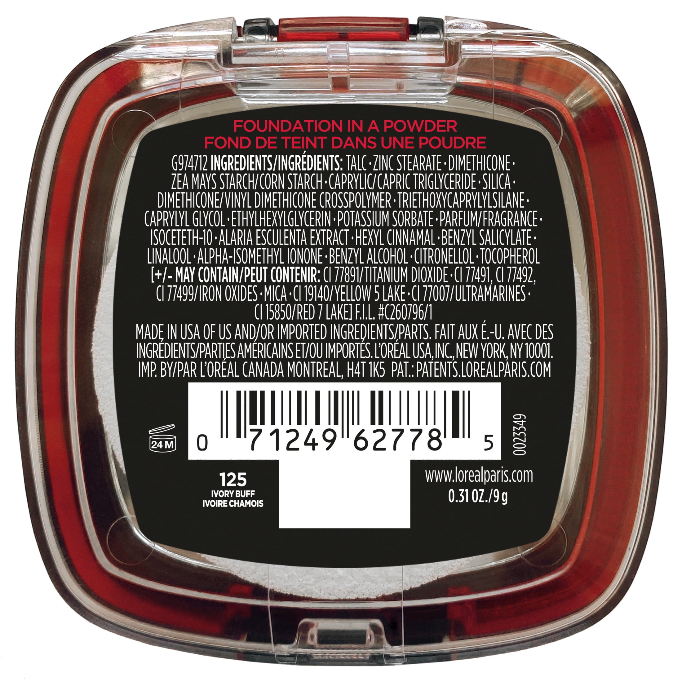L'Oreal Paris Infallible Pressed Powder, Ivory Buff, 0.31 oz, Longwearing