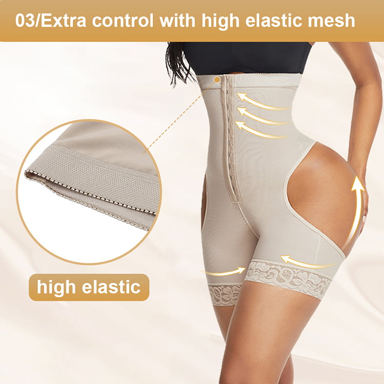 Cayenave Lace High Waist Butt Lifter Tummy Control Panties Booty Lift  Pulling Corset Shapewear (Nude, S) 