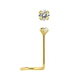 thumbnail image 1 of 14K Yellow Gold Round-Cut Cubic Zirconia Nose Stud Screw - 22g, 1 of 4