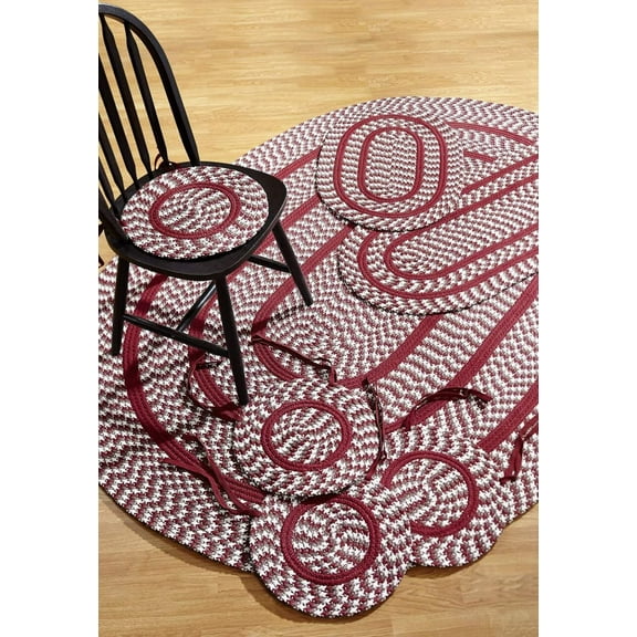 Better Trends Crecent 7PC Braided Rug Set, Burgundy – Includes 50"x80", 20"x30", 20"x60" Rugs & Four 15" Round Chair Pads, Reversible Indoor Polypropylene Rugs for Living Room, Kitchen, Entryway