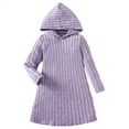 thumbnail image 2 of EnJoCho Girls Long Sleeve Ribbed Dress Set for Toddlers 2-8 Years, Solid Color Casual Elegant Everyday Outfit Knit Dresses, 2 of 9