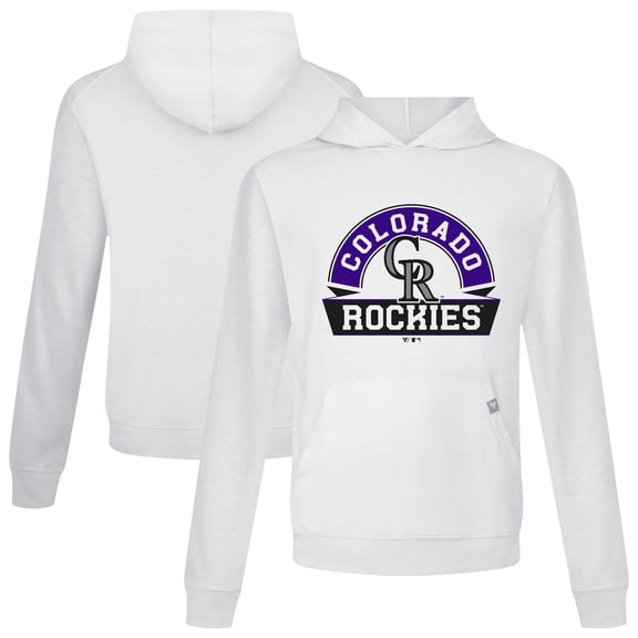 Men's Levelwear White Colorado Rockies Relay Banner Arch Pullover Hoodie