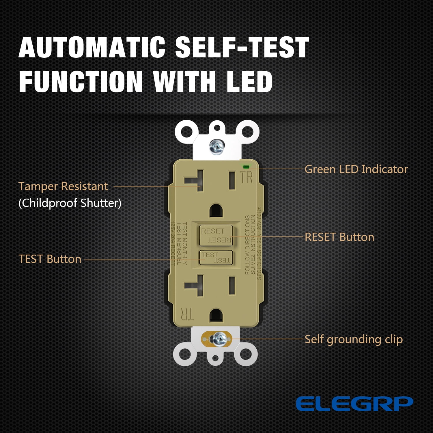 GFCI Outlet 20 Amp, Self-Test GFCI Electrical Outlet with Thinner Design, TR Tamper Resistant GFCI Receptacle, Ground Fault Circuit Interrupters with Wall Plate, UL Listed, Lvory 2PC