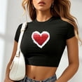 thumbnail image 2 of Plebaso T-Shirts Graphiques Courts pour Femmes Manches Courtes Imprimé Slim Col Rond T-Shirts d'Été Décontractés pour Femmes, 2 of 5