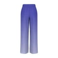 thumbnail image 5 of Olyvenn Women's Gradient Linen Pants Boho Print Elastic High Waisted Pants Casual Wide Leg Long Pant Trousers with Pockets Blue 10, 5 of 5