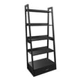 thumbnail image 4 of Stryi 5-Shelf and 1-Drawer Solid Wood Ladder Bookcase, Black, 4 of 7