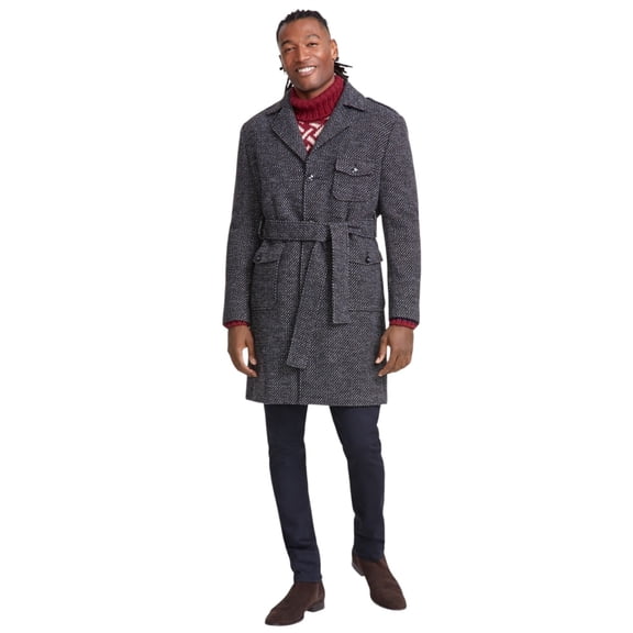 Tayion Collection Mens Classic fit Overcoat Coat 44 S Grey