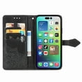 thumbnail image 4 of Dteck for Apple iPhone 15 Wallet Case with Card Holder,Shockproof PU Leather Kickstand Card Slots Case,Embossed Floral Cover with Hand Strap for iPhone 15,Black, 4 of 8
