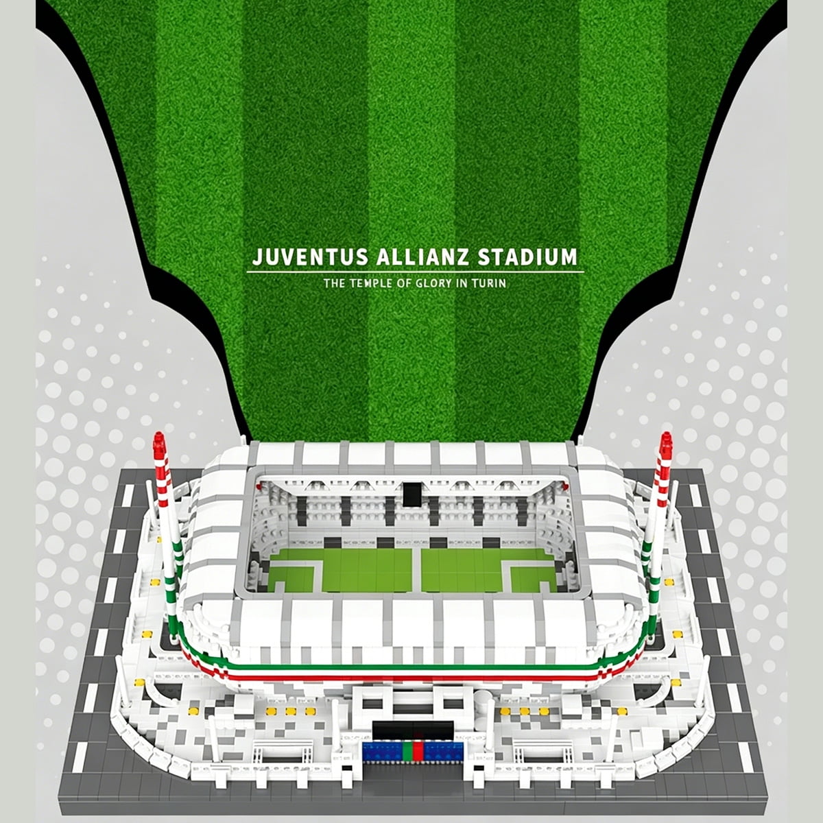 Juventus Allianz Stadium Diamond Block Building Set – 2,342 Pieces Micro-Brick Football Stadium Model Kit, Architecture Collectible Display Toy for Adults & Teens Age 14+