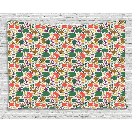 - Lotus Tapestry, Far East Asia Symbols with Carp Koi Water Lilies and Dragonfly on Dotted Backdrop, Wall Hanging for Bedroom Living Room Dorm Decor, 60W X 40L Inches, Multicolor, by Ambesonne