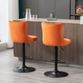 thumbnail image 4 of ODUSE-DAILY Velvet Swivel Bar Stools Set of 4 with Upholstered Back, 25-33 Inch Height Adjustable, Bar Chairs for Counter Height Bar Height Kitchen Island Pub (4Pcs, Black Base, Orange), 4 of 12