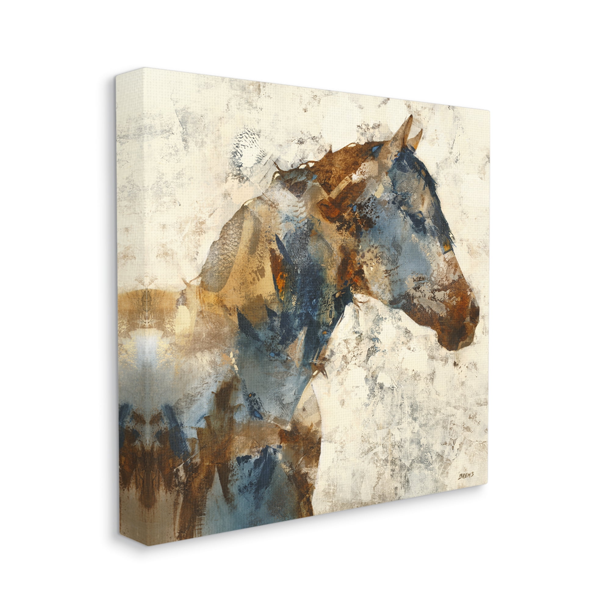Stupell Industries Abstract Horse Layered Blocked Strokes Earth Tones Painting Gallery Wrapped Canvas Print Wall Art, Design by Scott Brems