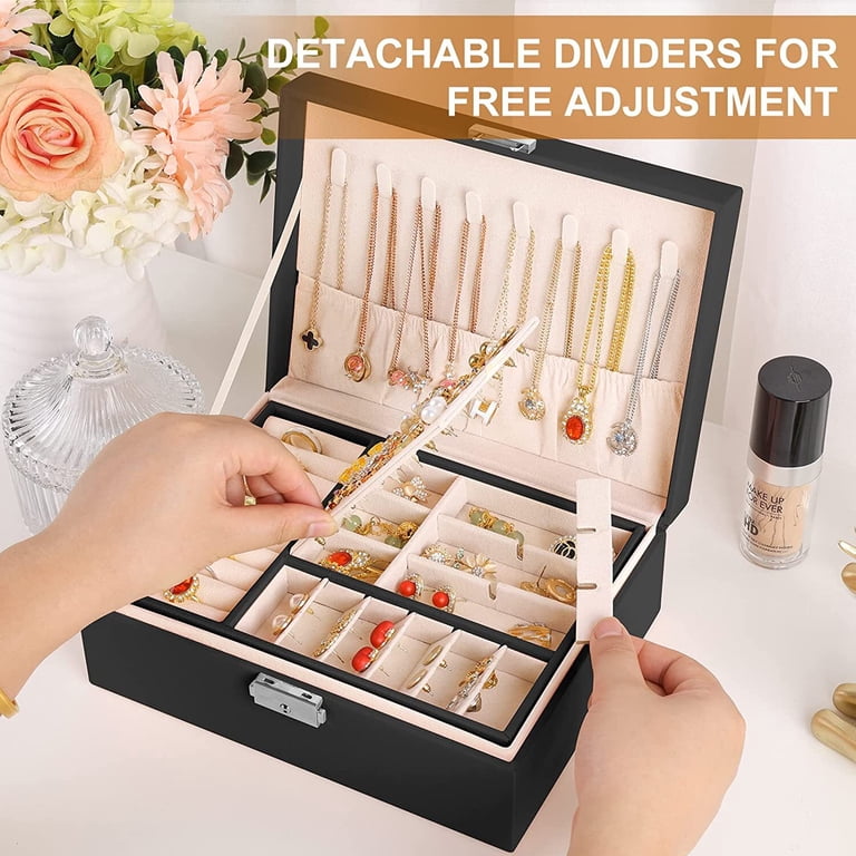 Wattne Jewelry Box Organizer, 2-Layer Storage with Lock photo 7