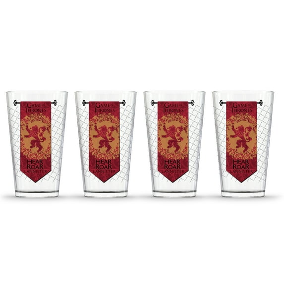 Game of Thrones 888568622564 Lannister Banner Pint Glass - Pack of 4