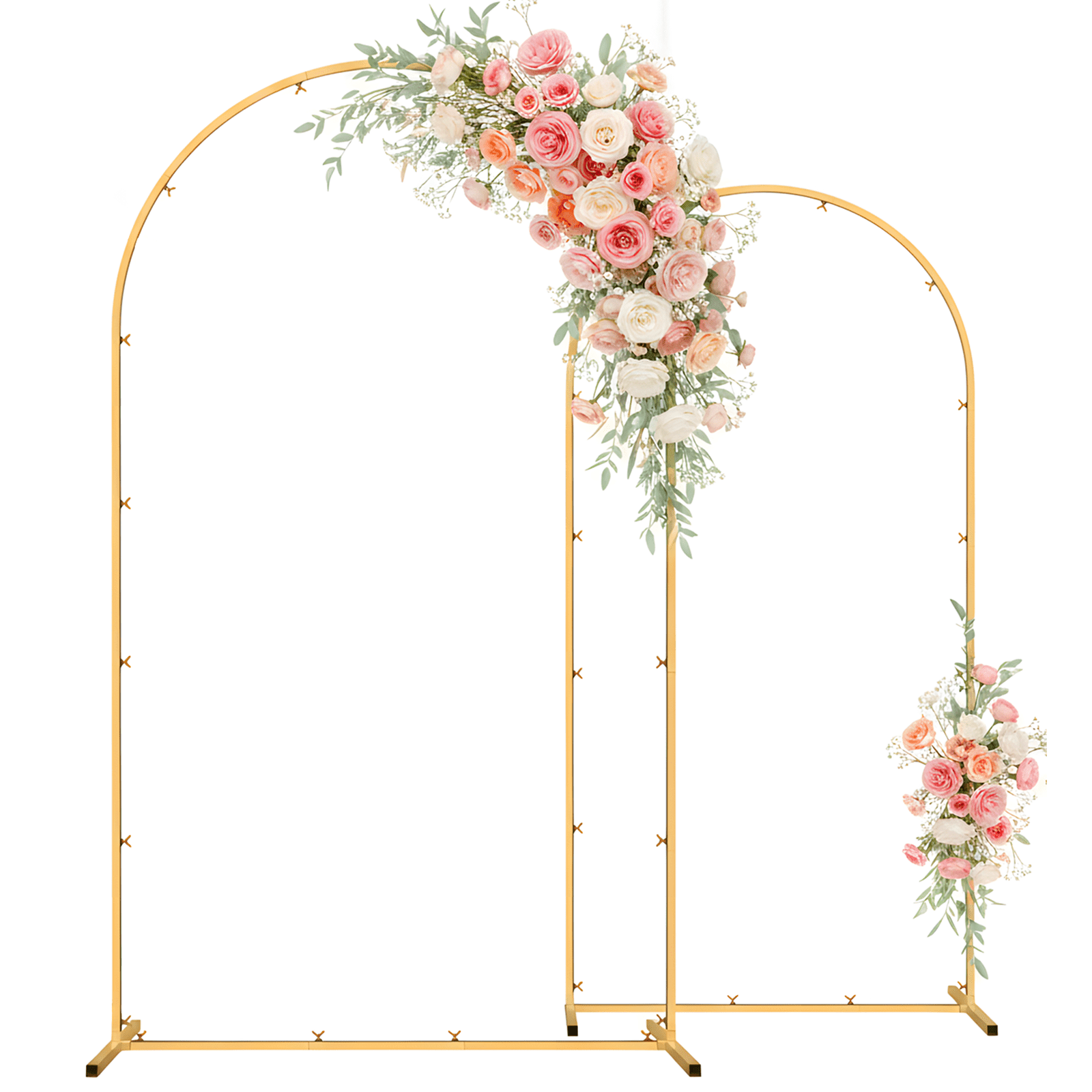 Mibote Metal Arch Backdrop Stand,7.2FT+6FT Gold Wedding Arch Backdrop Stand Set of 2 for Wedding Birthday Party Decor