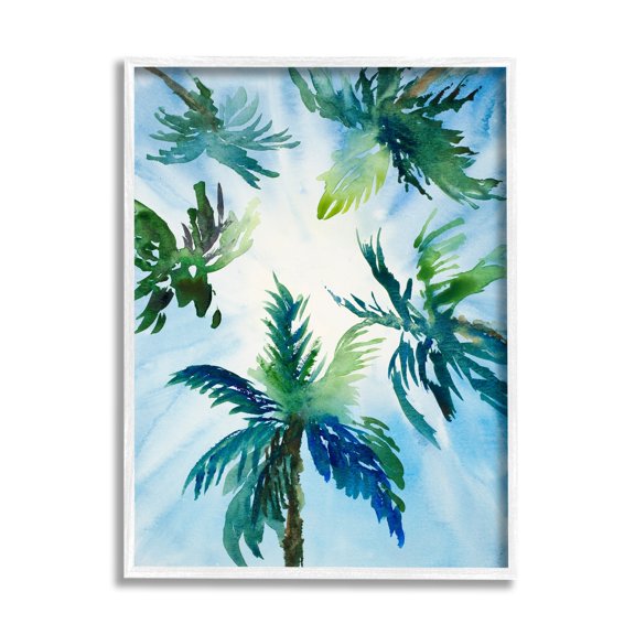 Stupell Industries Tropical Pine Tree Leaves Overhead Sunny Blue Sky Framed Wall Art, 16 x 20, Design by Lanie Loreth