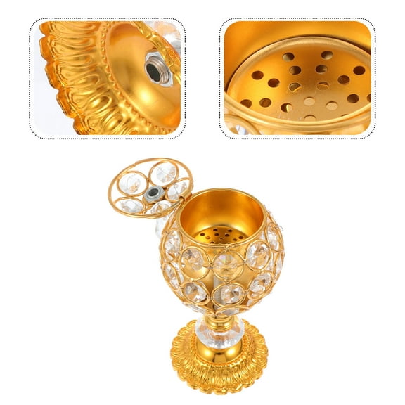 USHOBE Oil Fragrance Burner Golden Iron Crystal 1 Pc 8.3x3.3x3.3in