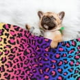 thumbnail image 3 of Yiaed Leopard Neon Rainbow Gradient Print Dog Blankets-Cat Blanket Washable for Couch Protection,Puppy Blanket, Soft Plush Reversible Throw Furniture Protector-Large, 3 of 8