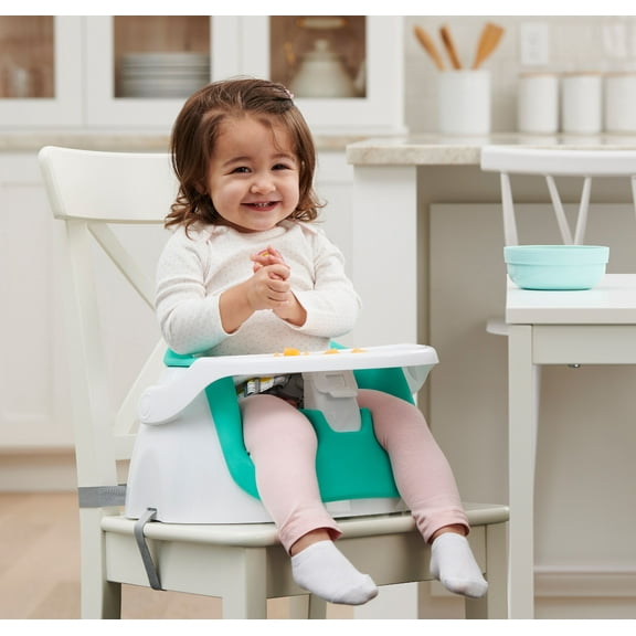 Regalo My Little Seat 2-in-1 Floor & Booster Seat with Removable Tray, Portable Toddler Feeding Seat, Teal, Ages 4-30 Months, Up to 33 lb