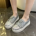 thumbnail image 2 of Silver Women Rhinestone Slip-On Shoes Round Toe Shallow Thick Bottom Comfortable Casual Wear, 2 of 9