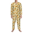 thumbnail image 3 of Naloa Classical Cute Sunflower Men’s Pajamas Set - Long Sleeve Button Down Sleep Shirt and Pajama Bottoms Sleepwear Set-Large, 3 of 7
