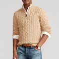 thumbnail image 2 of JTieacloth Mens Sweater Coats Autumn And Winter Warm Turtleneck Sweater Half Turtleneck(Beige), 2 of 6