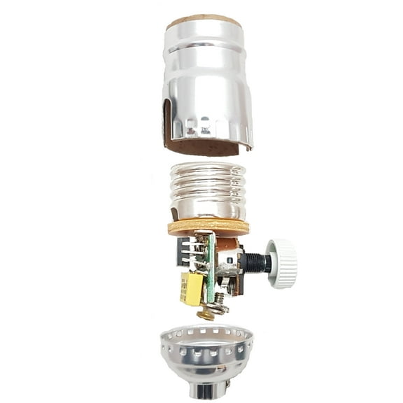 B&P Lamp® Med. Base Full Range DIMMER Socket, aluminum shell with nickel finish