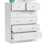 UBesGoo 6 Drawer Wood Dresser for Bedroom, Chest of Drawers, Storage Organization Unit for Clothing, White