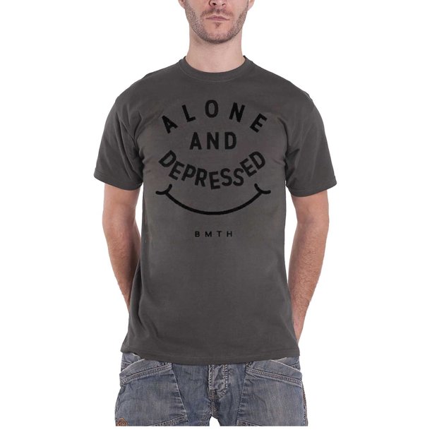 Bring Me The Horizon - Camiseta Alone & Depressed de Algodón para Adultos Unisex (Gris Carbón)